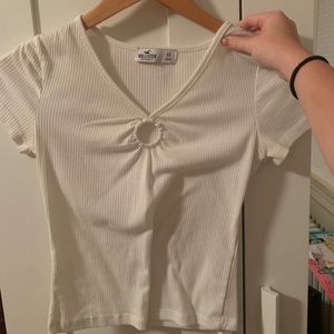 white circle cutout hollister crop top